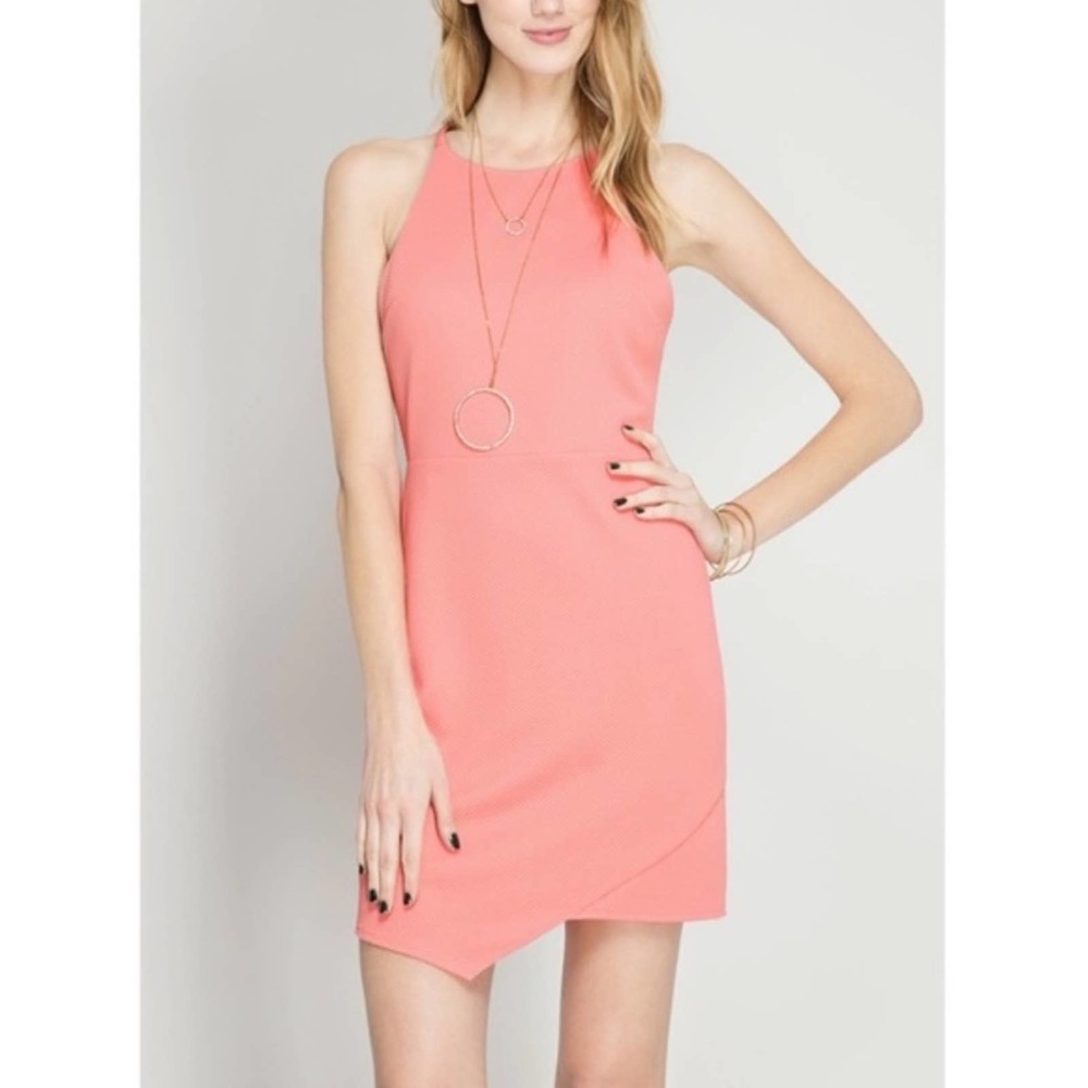 Textured Bodycon Dress with Asymmetrical Hemline